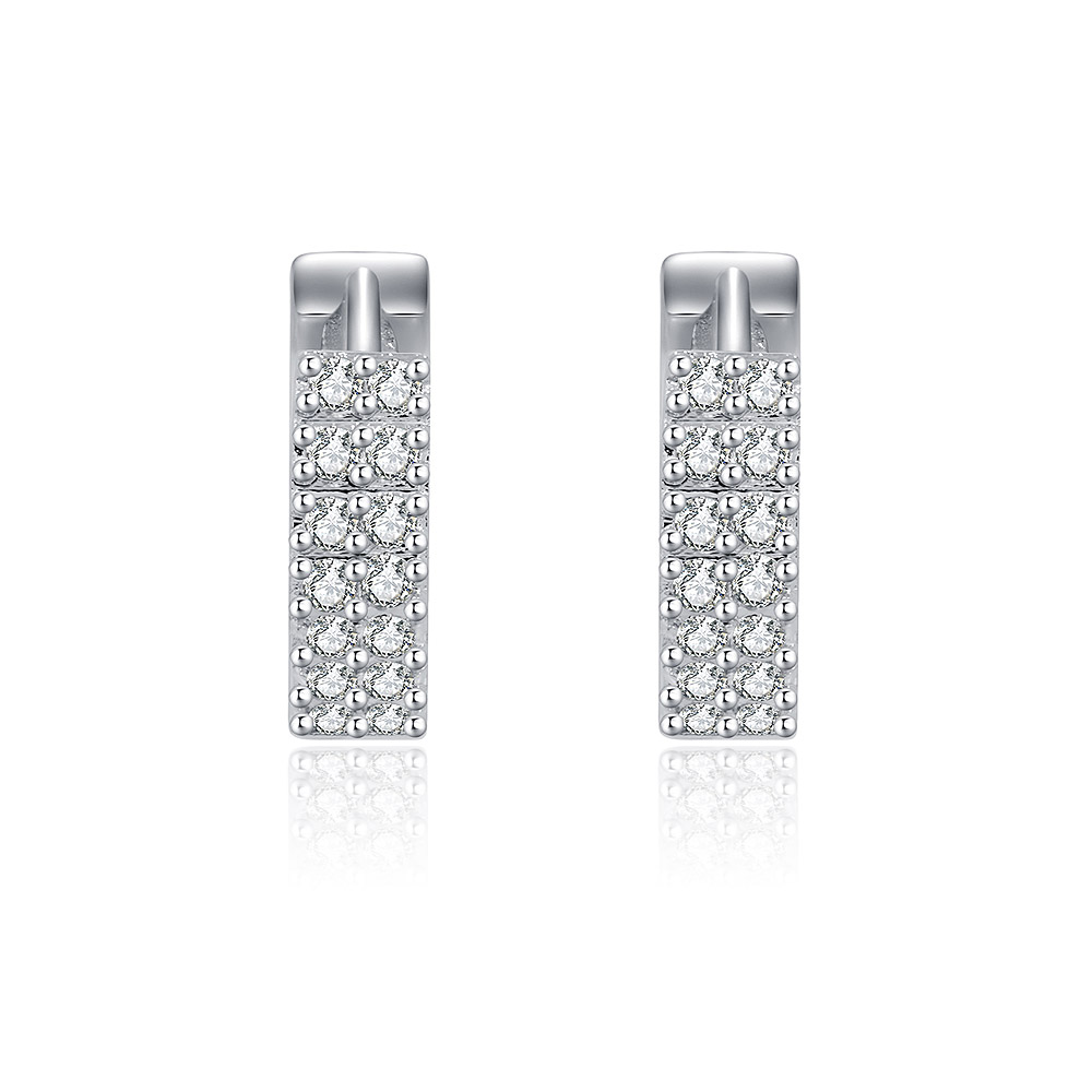 White Zirconia Hinged Hoop Earrings